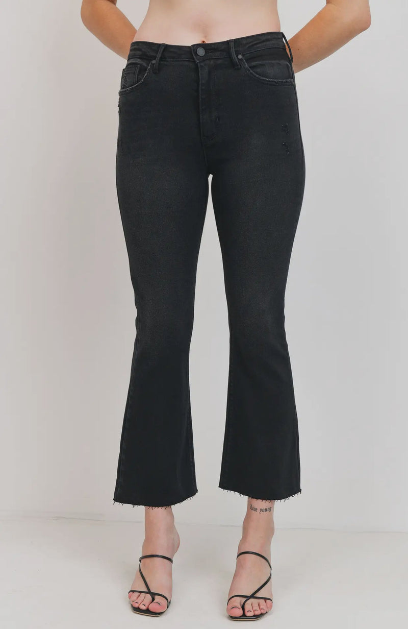 BP370J- Washed Black HR Crop Flare