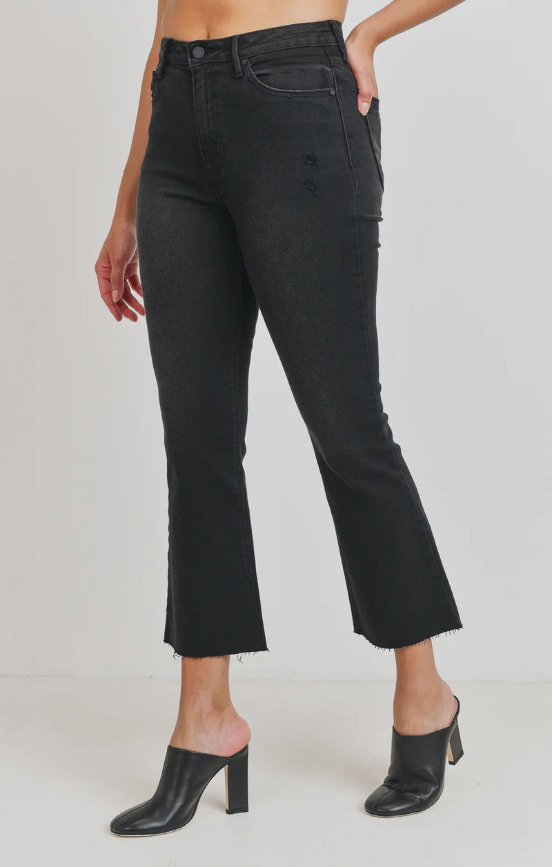 BP370J- Washed Black HR Crop Flare