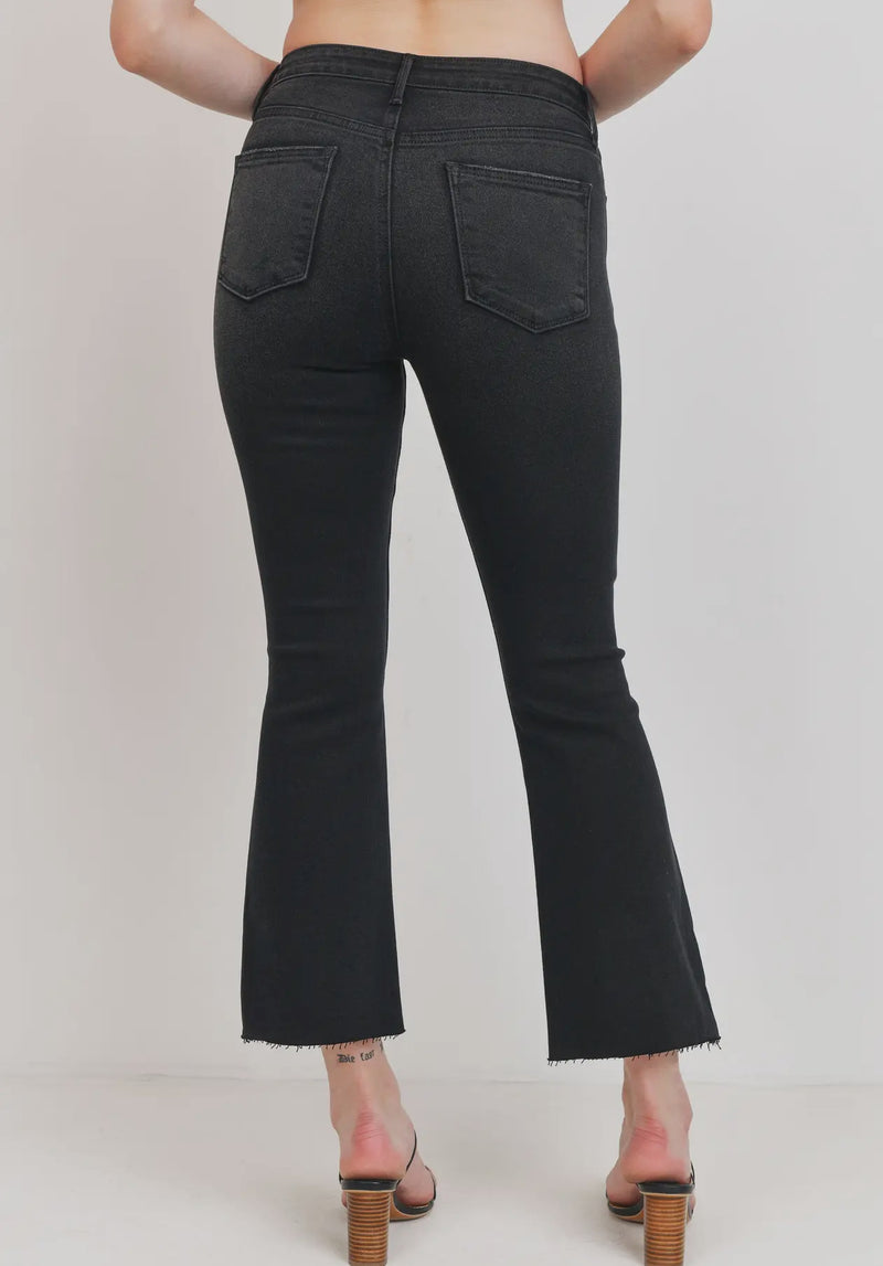 BP370J- Washed Black HR Crop Flare