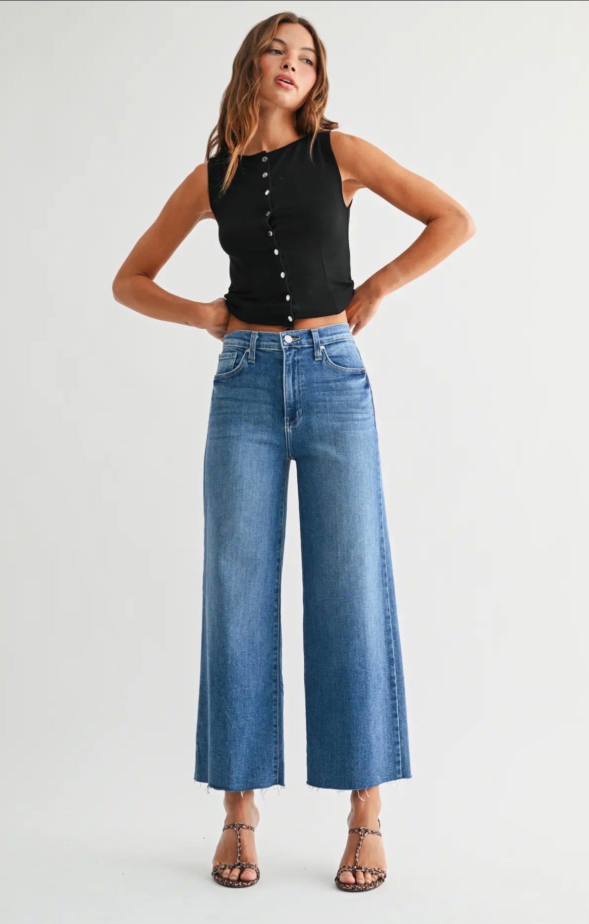 BP460J-MED Scissor Cut Wide Leg Jeans