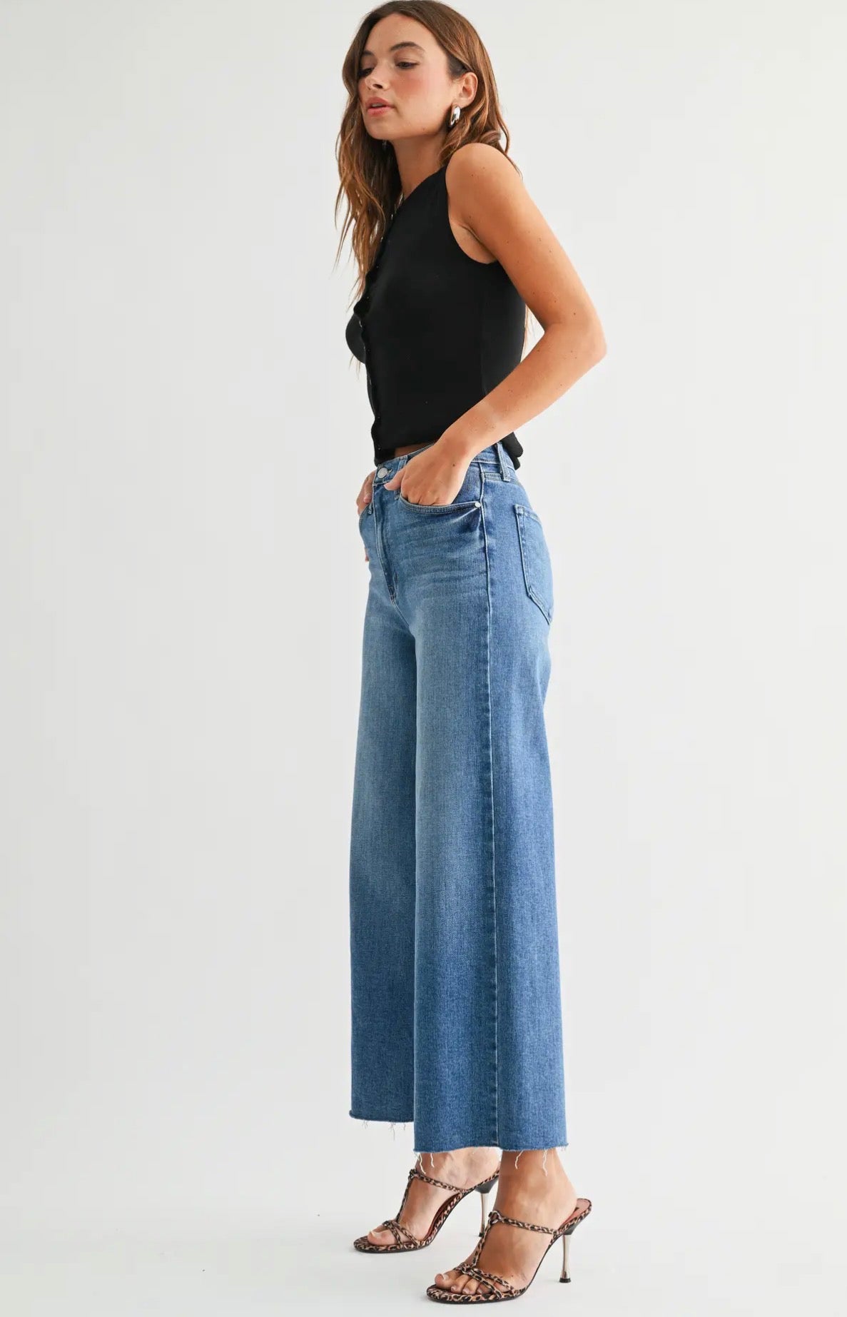 BP460J-MED Scissor Cut Wide Leg Jeans