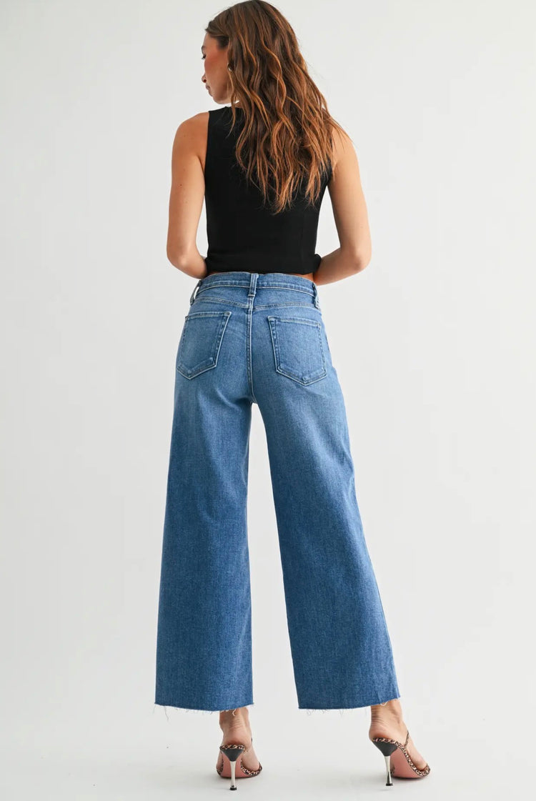 BP460J-MED Scissor Cut Wide Leg Jeans