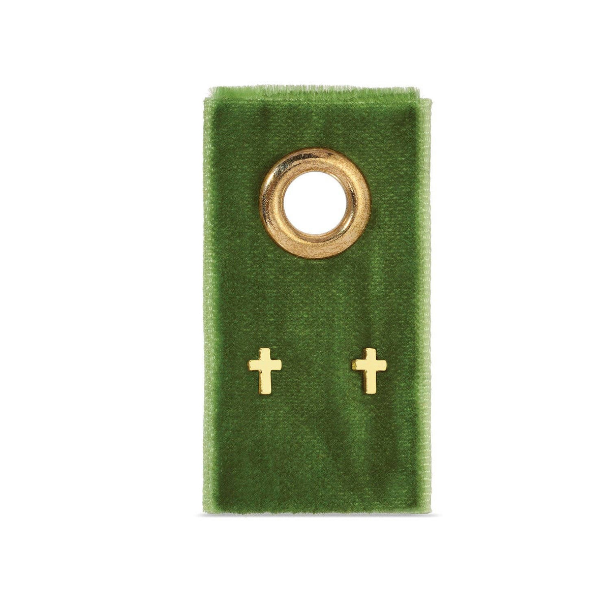Small Cross Studs On Velvet Tag