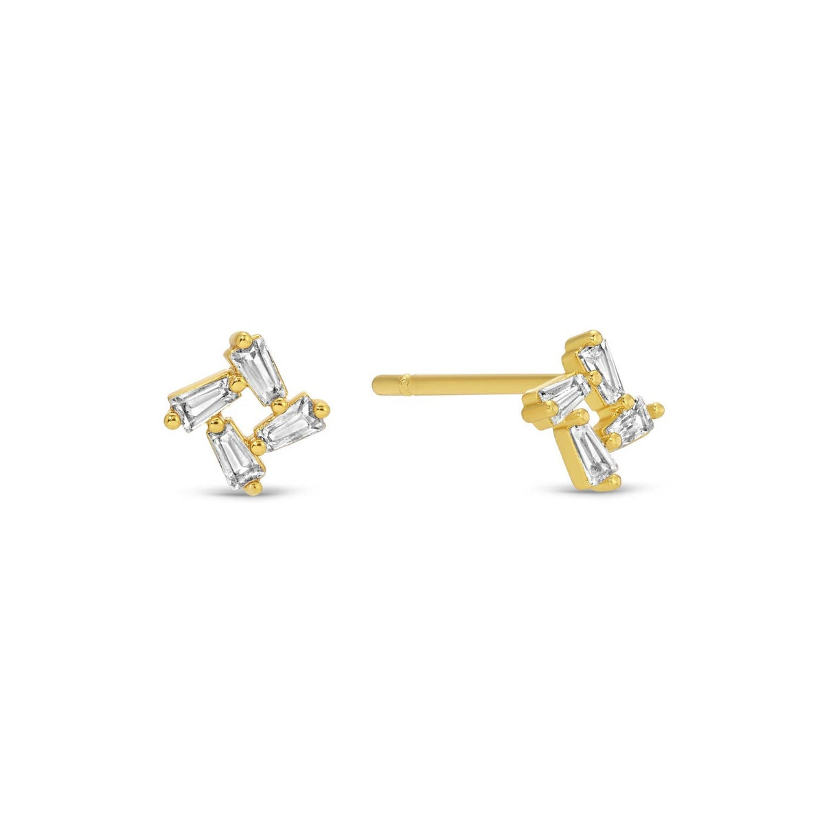 Baguette Cluster Studs On Velvet Gift Tag