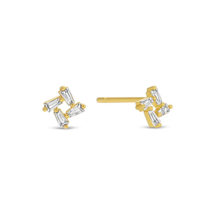 Baguette Cluster Studs On Velvet Gift Tag