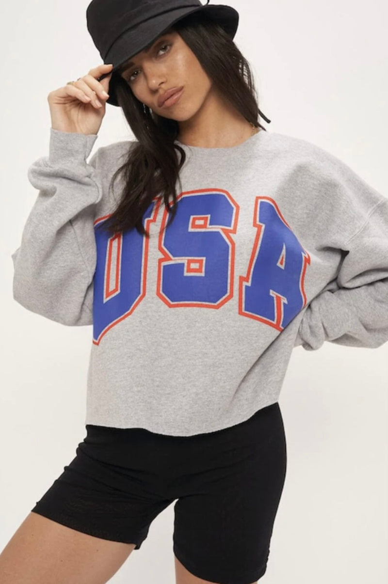 95586 Cropped USA Sweatshirt