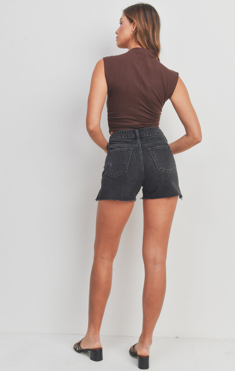 DH721- Washed Black Denim Short