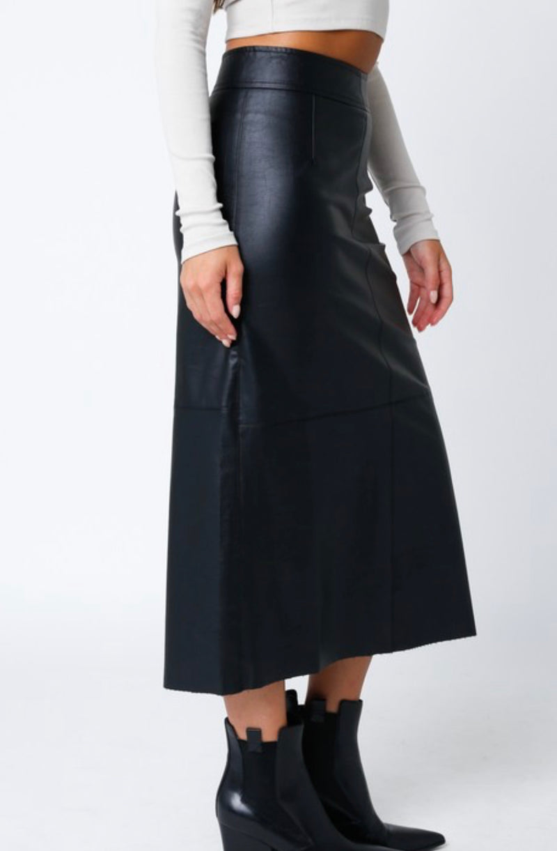 2305-171lsj Faux leather midi skirt
